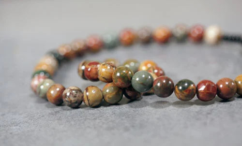 🌿 Bracelet double rang en bois fossilisé & perle DZI tibétaine – Bijou spirituel - Protection et prospérité unisexe 🌿